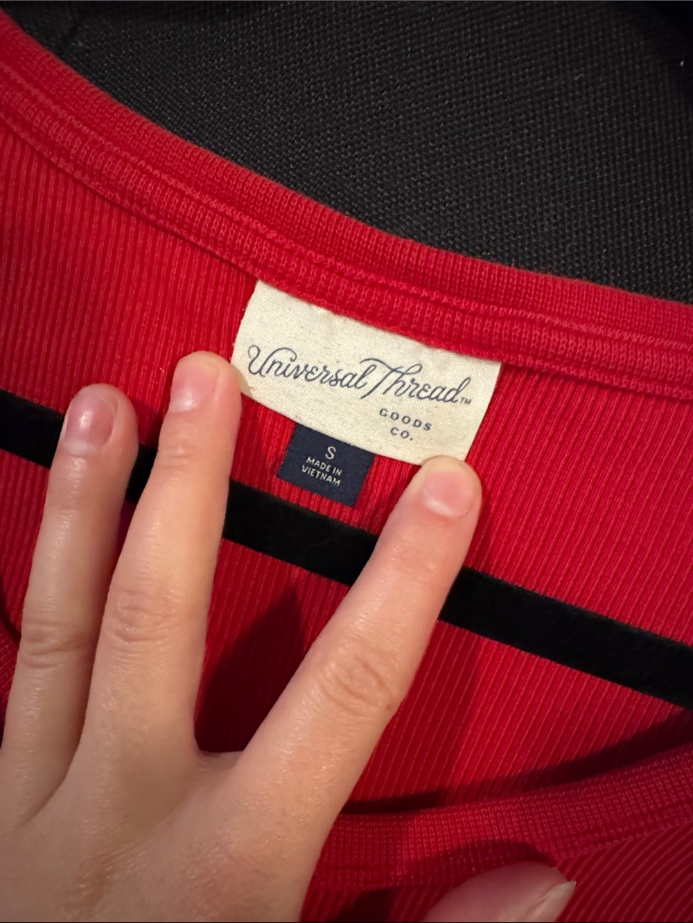 Universal Thread Ribbed Scoop Neck Long-Sleeve Top - Red - Picture 3 of 3
